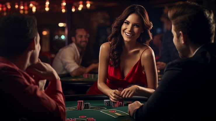 Meja Texas Hold'em Bonus di ilham toto menampilkan kartu hole, flop, dan pilihan aksi pemain